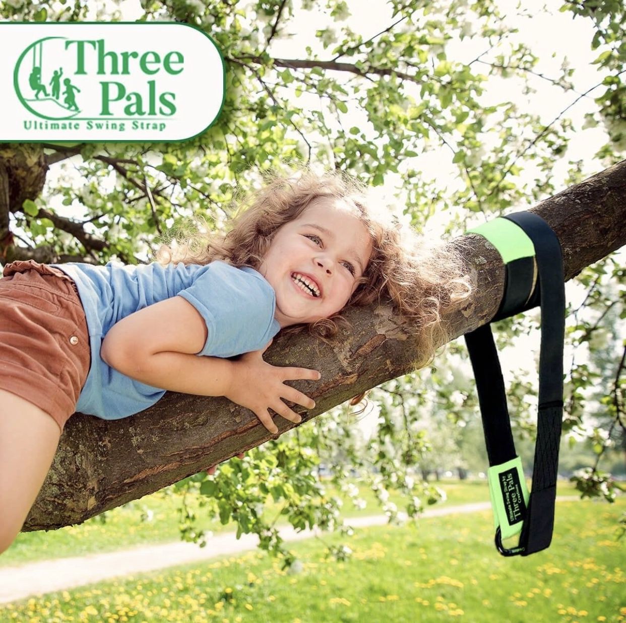 Three Pals Creations Tree Swing Strap 10 Ft Adjustable Hanging Kit w Carabiner