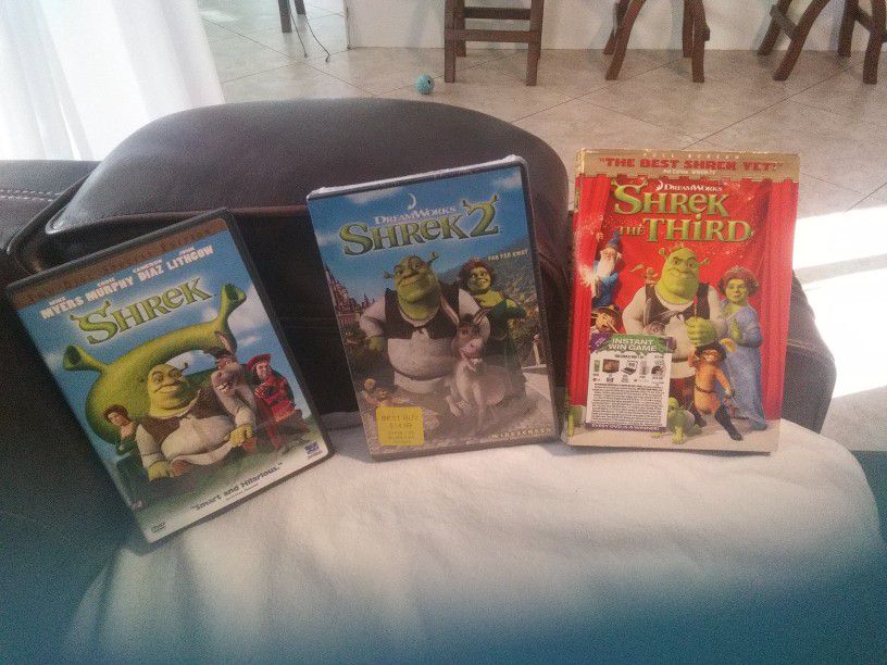Shrek DVDs. Movies 1 2 And 3