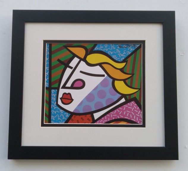 Romero Britto Monica Pop Art Signed Framed