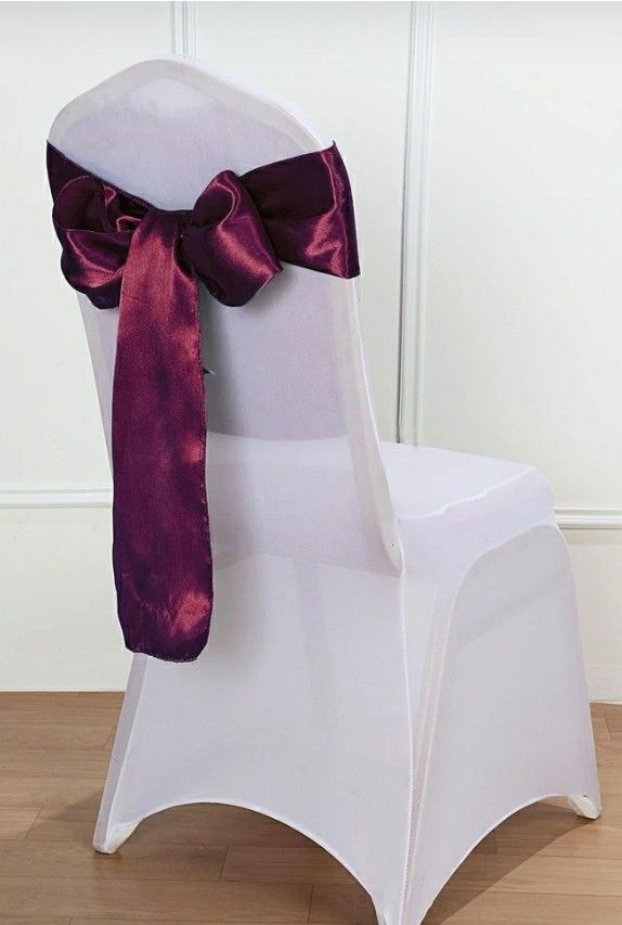 100 Plum Satin Chair Sashes