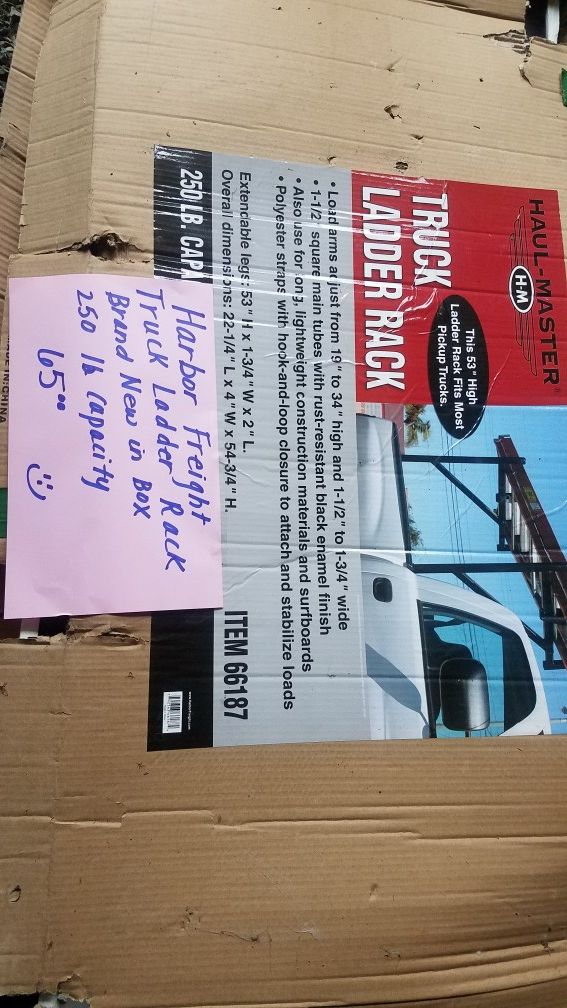Harbor freight truck ladder rack Brand new in box. 250 lb capacity
