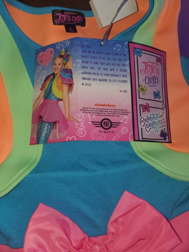 Jojo’s Siwa Bow Birthday Dress Party Halloween Girls Large 10-12 NWT