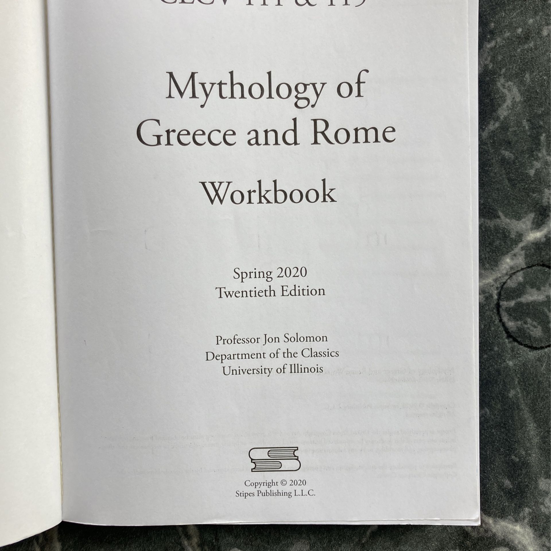 Mythology of Greek and Rome Workbook