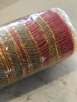 NWT 4 Rolls of 10” X 30’ Orange & Tinsel Gold Stripe Poly Deco Mesh Decor Netting.   Note: The measures are approximation since no measurements are pr Thumbnail