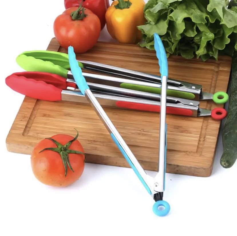Silicone Food Tong Stainless Steel Kitchen Tongs Silicone Non-slip Cooking Clip Clamp BBQ Salad Tools Grill Kitchen Accessories