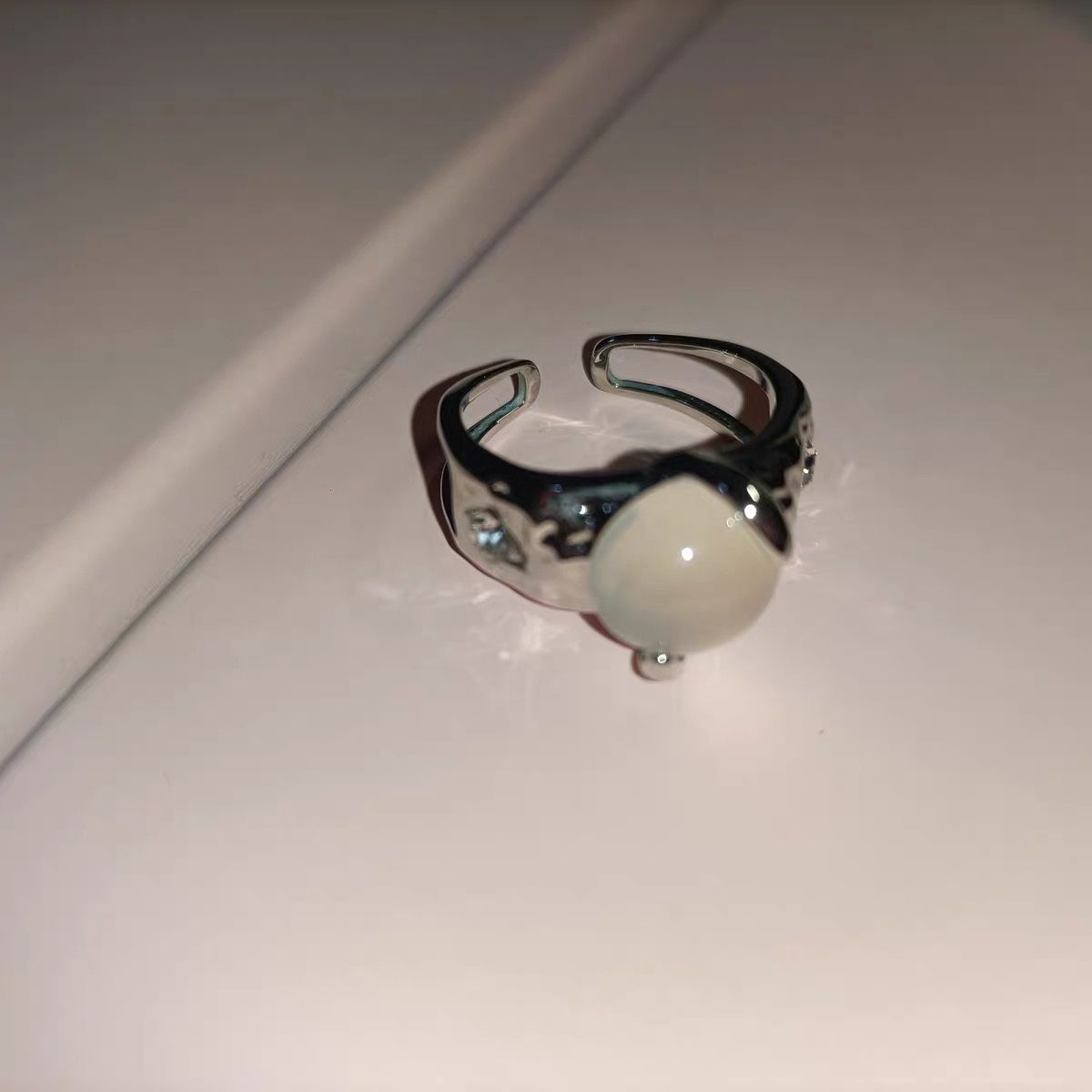 Personality moonstone ring adjustable index finger ring