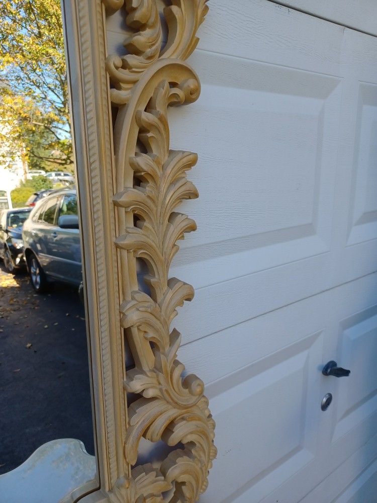 Antique Marble Top Console Table And Hollywood Regency Mirror