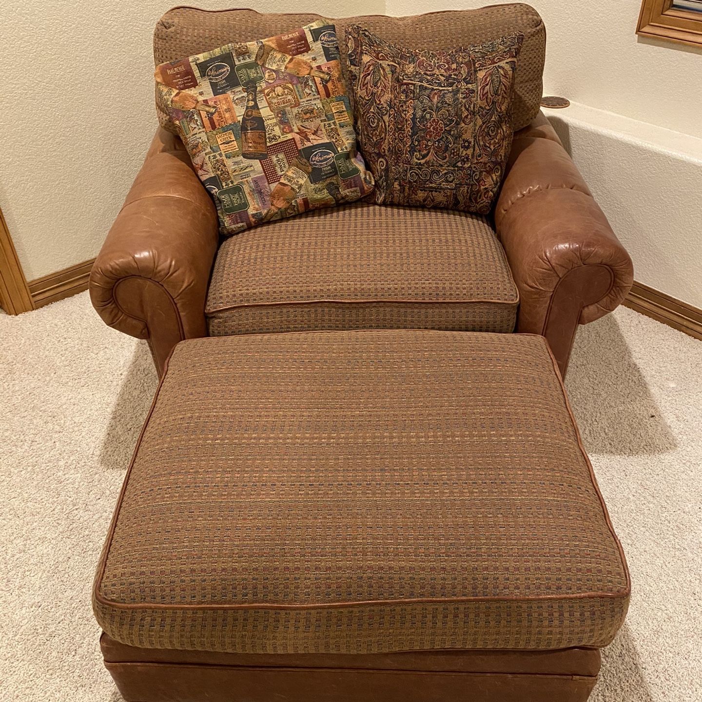 Oversized Leather Chair with Ottoman