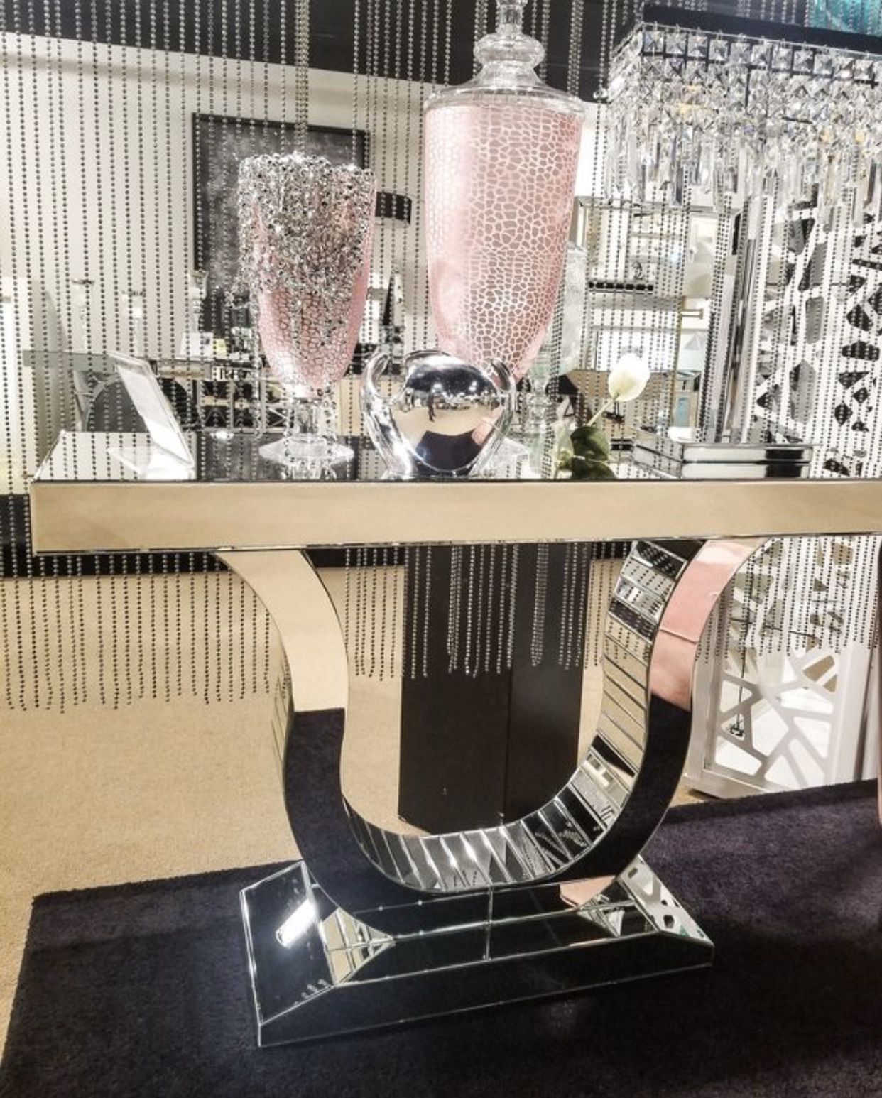 New mirrored console table